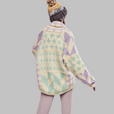 Geometric long women's cardigan - Bold and colourful