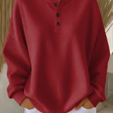 Miranda | Henley Textured Sweatshirt