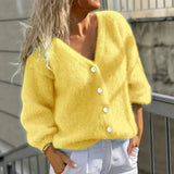 Buttoned women's sweater cardigan - Simple and soft