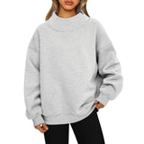 Women's loose-fit high-neck sweatshirt – Casual, comfortable style to pull on over other layers
