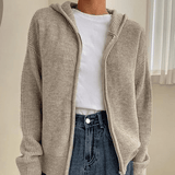 Knitted zip-up sweater for women