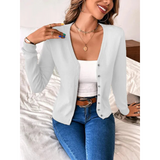 Elegant fitted V-neck vest for women – Buttoned knits