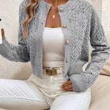 Women's Buttoned Openwork Cardigan - Elegant and Lightweight
