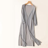 Lightweight Open Long Cardigan for Women with 3/4 Sleeves