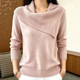 Relaxed women’s pullover with a lapel collar – Comfortable and versatile