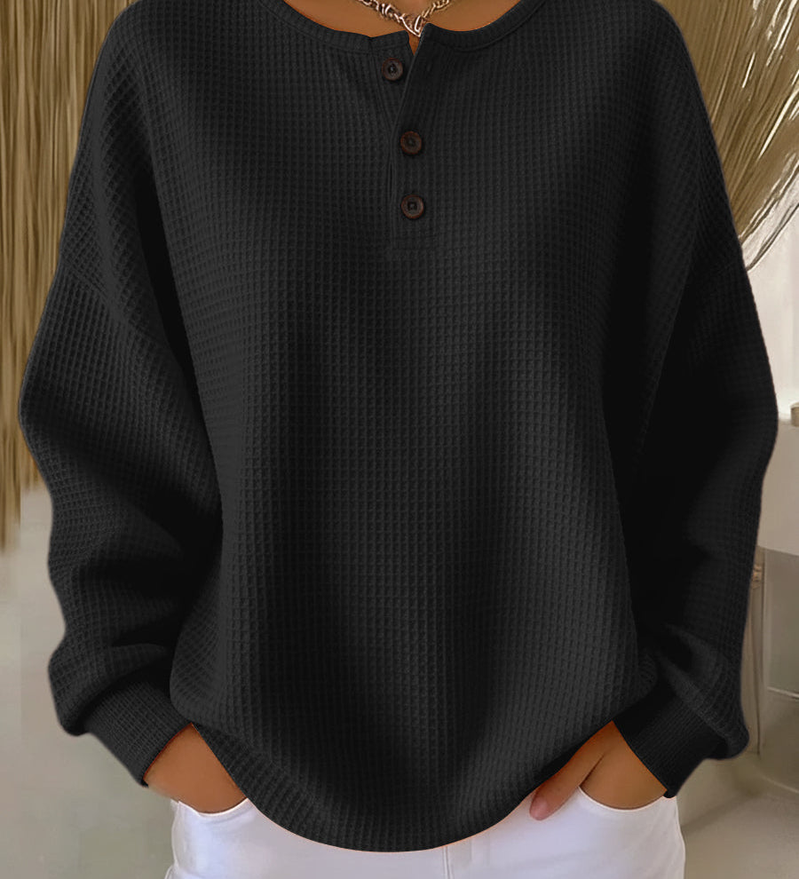 Miranda | Henley Textured Sweatshirt