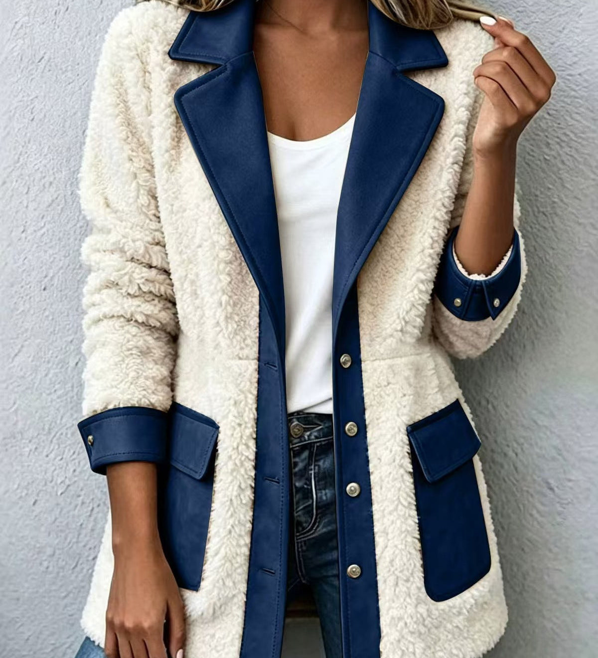 Women's denim patchwork cardigan - Warm and original