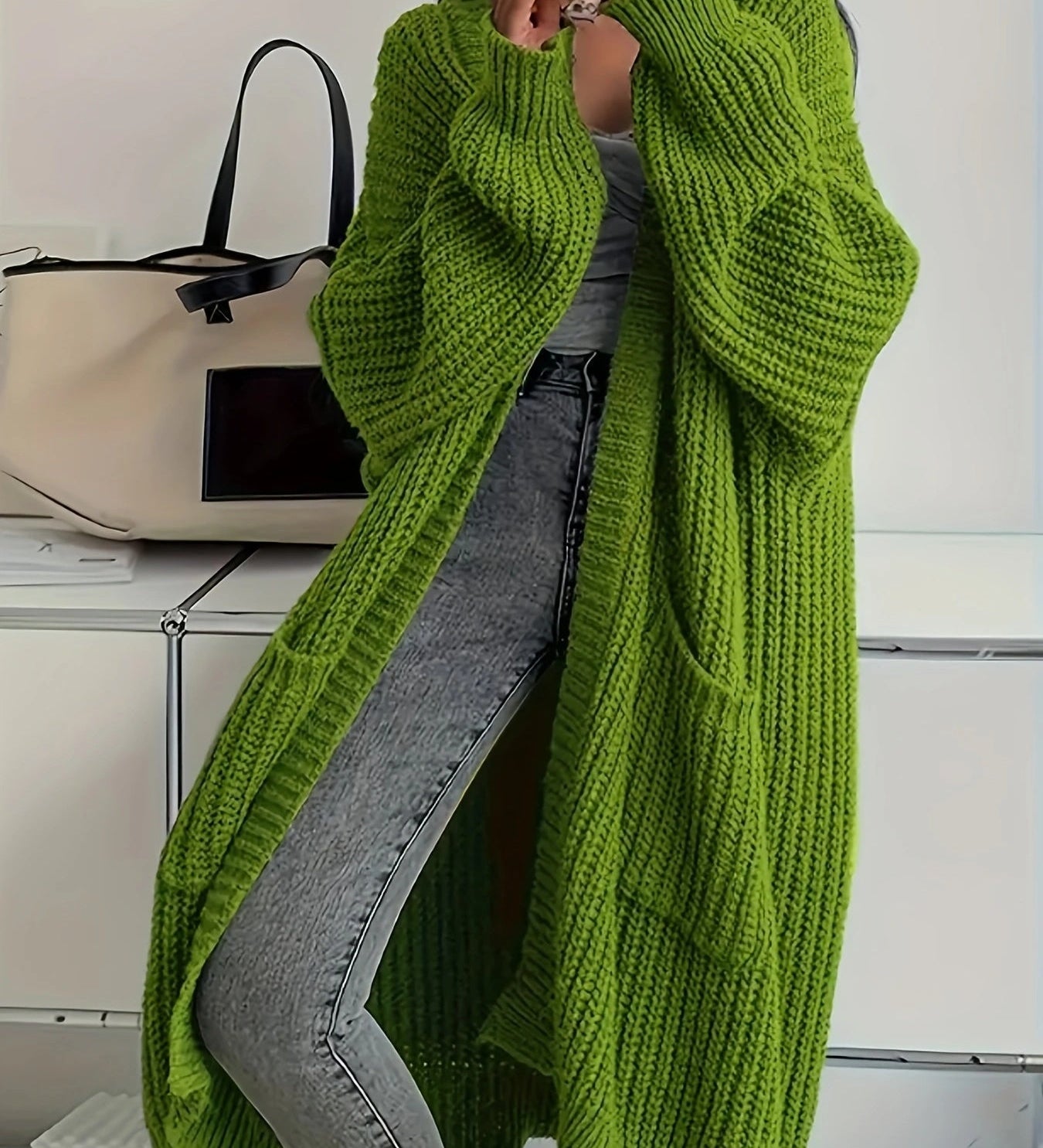 Oversized Open Women's Cardigan – Long Cozy Knit
