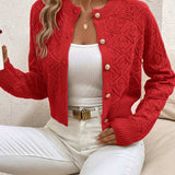 Women's Buttoned Openwork Cardigan - Elegant and Lightweight