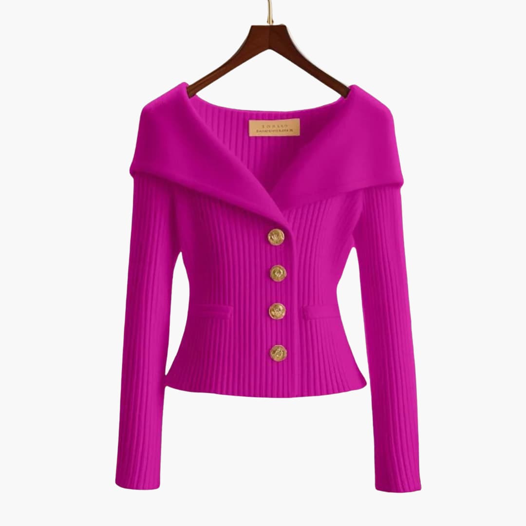 Short and Stylish Women's Ribbed Gilet - Comfortable Knitted Cardigan with Buttons