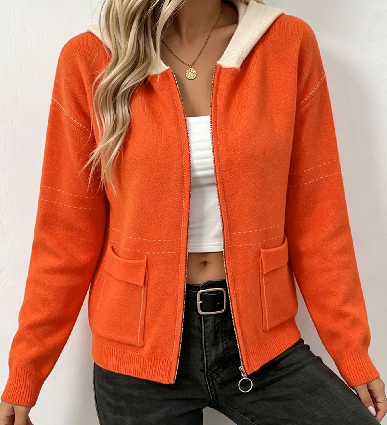 Women's Hooded Zip-Up Cardigan - Soft and Sporty