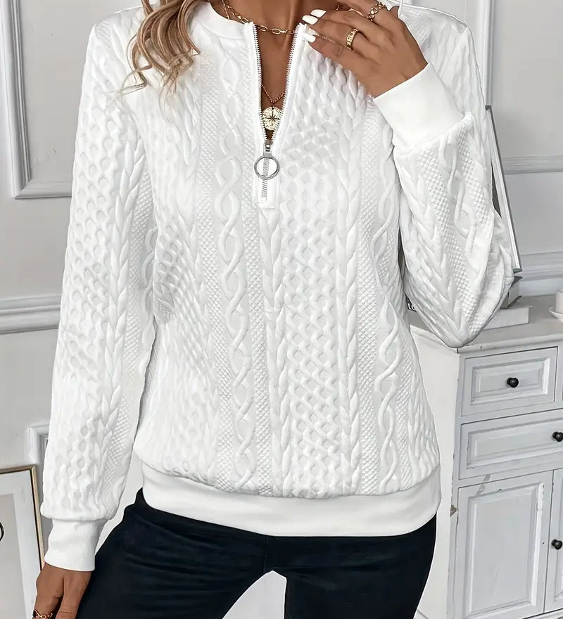 Knitted Zip-Up Sweater for Women