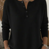 Women's buttoned Henley sweater – Soft and casual