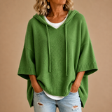 Women's hooded knit poncho - Soft and practical