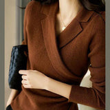 Peter Pan collar sweater for women – Asymmetrical fitted knitwear