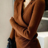 Peter Pan collar sweater for women – Asymmetrical fitted knitwear