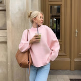 Trendy Loose-Fitting Round-Neck Sweater for Women – Stylish and Comfortable