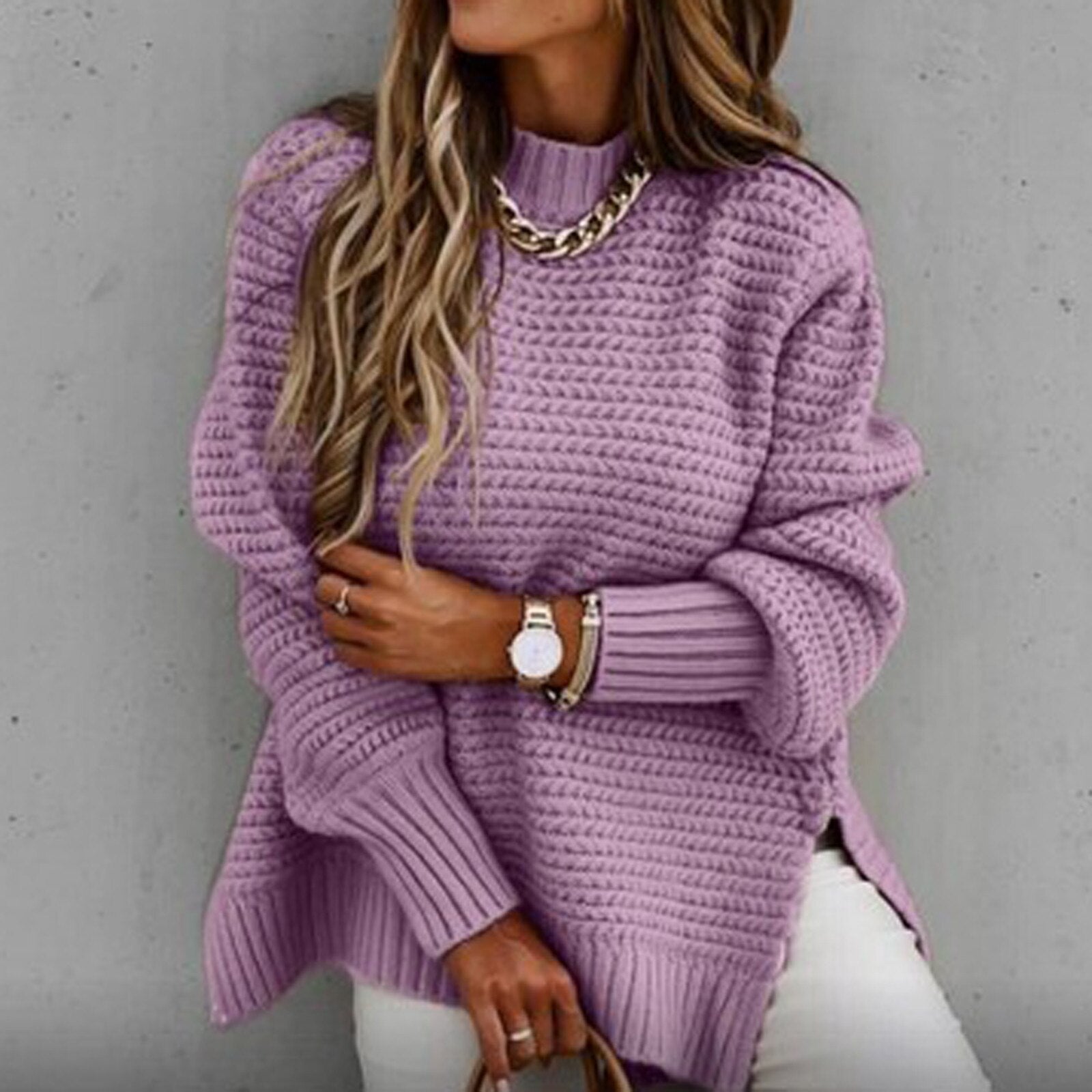 Women's mock-neck sweater - Elegant and soft