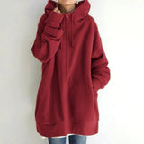 Comfortable winter pullover for women with oversized hood – Warm and stylish hooded pullover