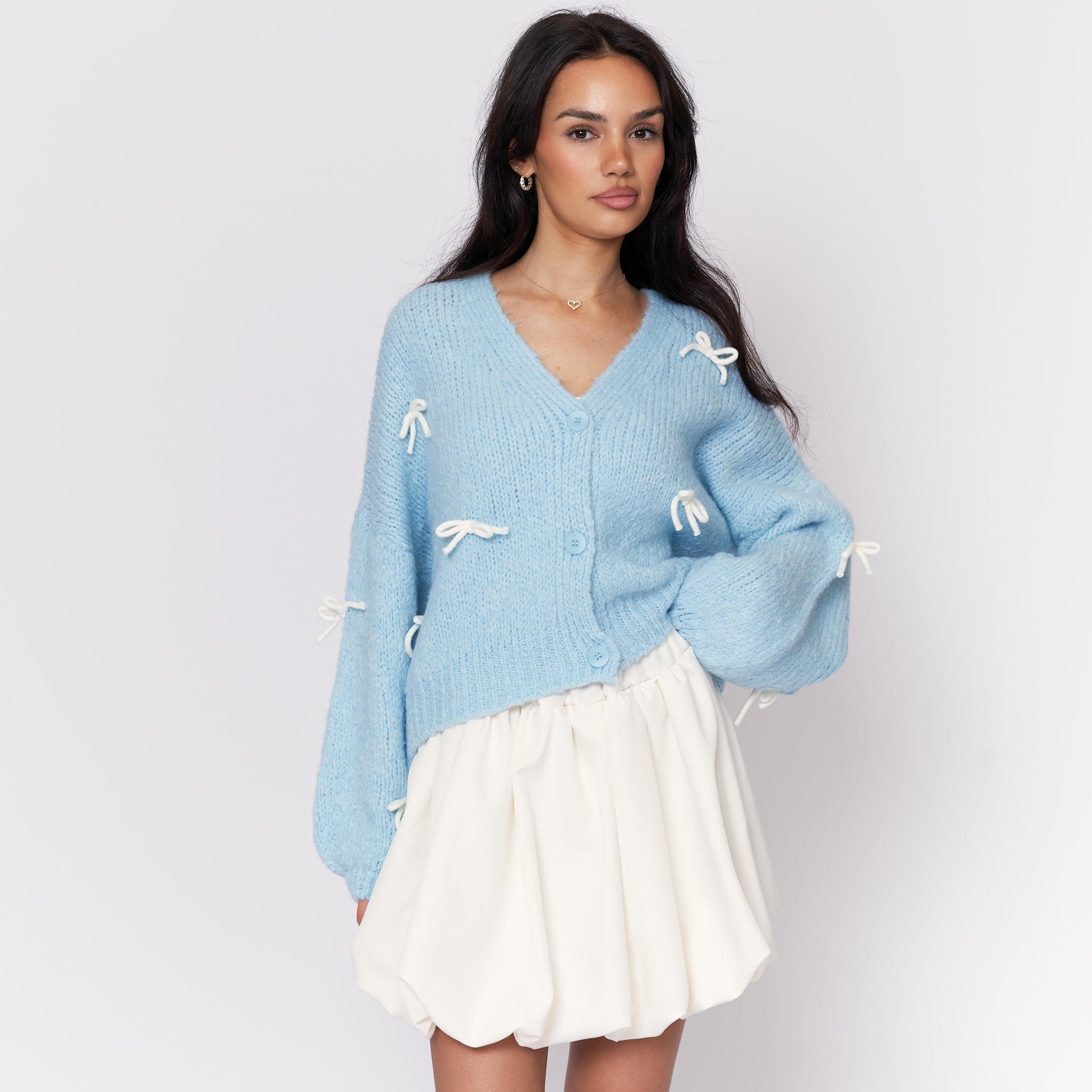Oversized Mini Bow Cardigan