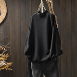Women's Oversized Soft Elegant Knitted Sweater with Turtleneck