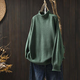Women's Oversized Soft Elegant Knitted Sweater with Turtleneck