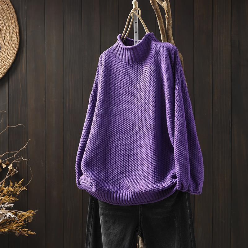 Women's Oversized Soft Elegant Knitted Sweater with Turtleneck