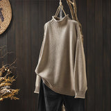 Women's Oversized Soft Elegant Knitted Sweater with Turtleneck