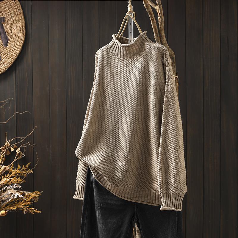 Women's Oversized Soft Elegant Knitted Sweater with Turtleneck