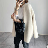 Elegant Long Cardigan with Buttons for Women – Comfortable Crew Neck Sweater