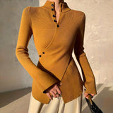 High-neck wrap sweater for women