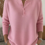 Women's buttoned Henley sweater – Soft and casual