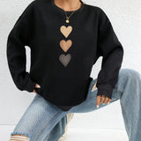 Printed Hearts Sweatshirt for Women – Elegant Casual and Comfortable Top