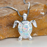 Vintage Green Fire Opal Turtle Pendant in Gold