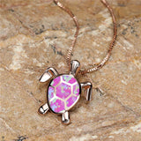 Vintage Green Fire Opal Turtle Pendant in Gold