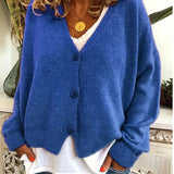 Women's Knitted Cardigan with Buttons, V-Neck, Soft and Elegant