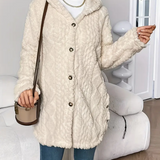 Women's Cable Knit Hooded Cardigan – Soft and Comfortable Long Sleeves