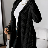 Women's Cable Knit Hooded Cardigan – Soft and Comfortable Long Sleeves