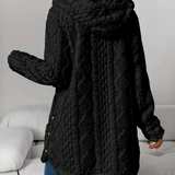 Women's Cable Knit Hooded Cardigan – Soft and Comfortable Long Sleeves
