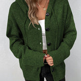 Knitted Cardigan for Women with Hood and Drawstring – Comfort and Elegance