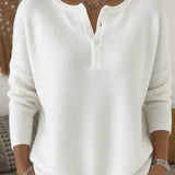Ernesta | Knit Sweater with Henley Buttons