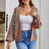Women's Long Sleeve Cardigan with Loose Fit – European-American Casual Style