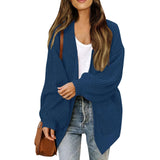 Women's Chunky Knit Cardigan – Oversized Wrap Style with Lantern Sleeves