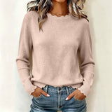 Women's solid-colour long-sleeve sweater - Soft and comfortable