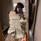 Women's Faux Mink Knit Off-Shoulder Sweater – Soft, Cozy, and Elegant Style