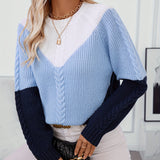 Women's cable-knit colour-block sweater - Soft and colourful