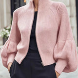 Women's fuzzy lantern-sleeve sweater - Soft and textured