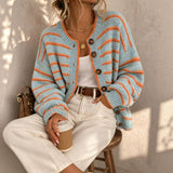 Women's Crew Neck Cardigan – European-American Casual Chic Style