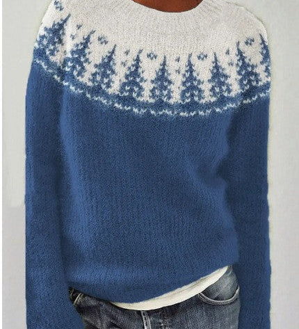 Multicoloured women's crew-neck pullover – Loose fit, casual style