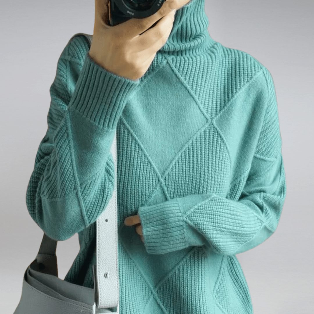 Ribbed Turtleneck Sweater for Women – Casual Knit
